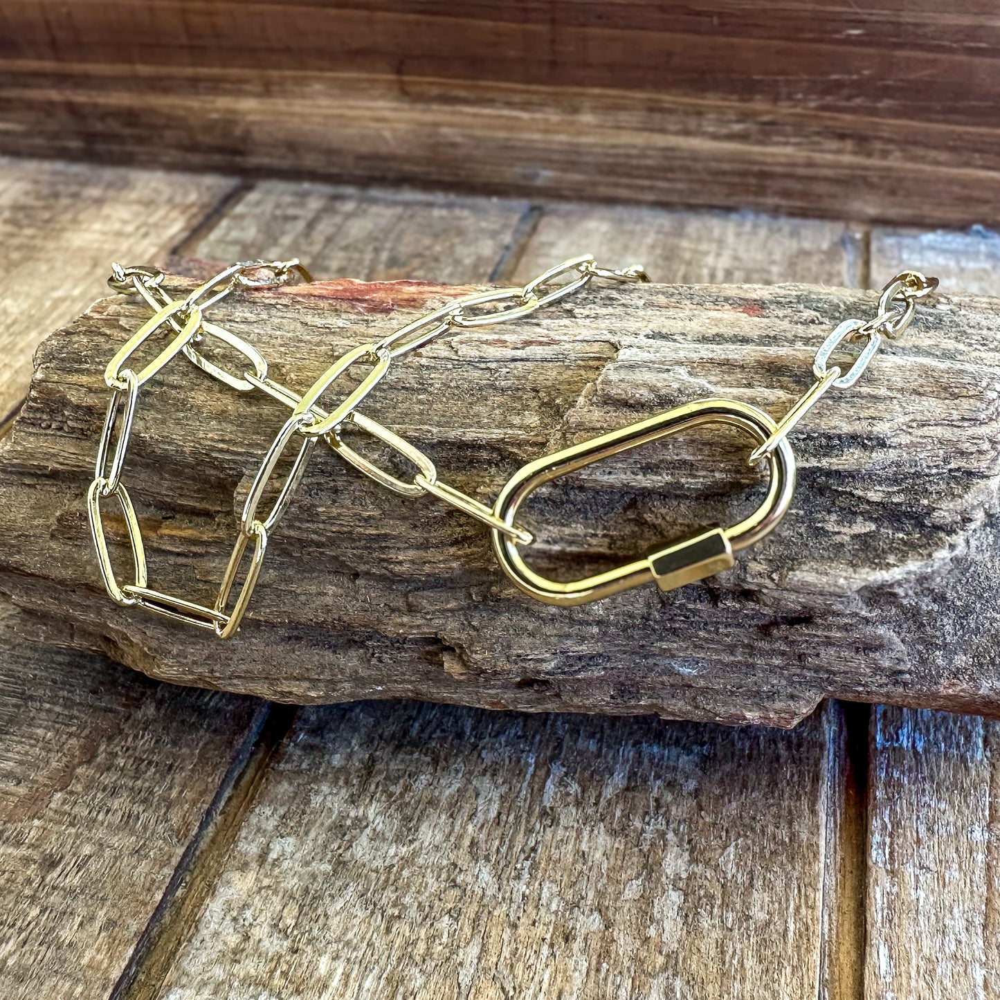 18k Gold Carabiner Lock Necklace