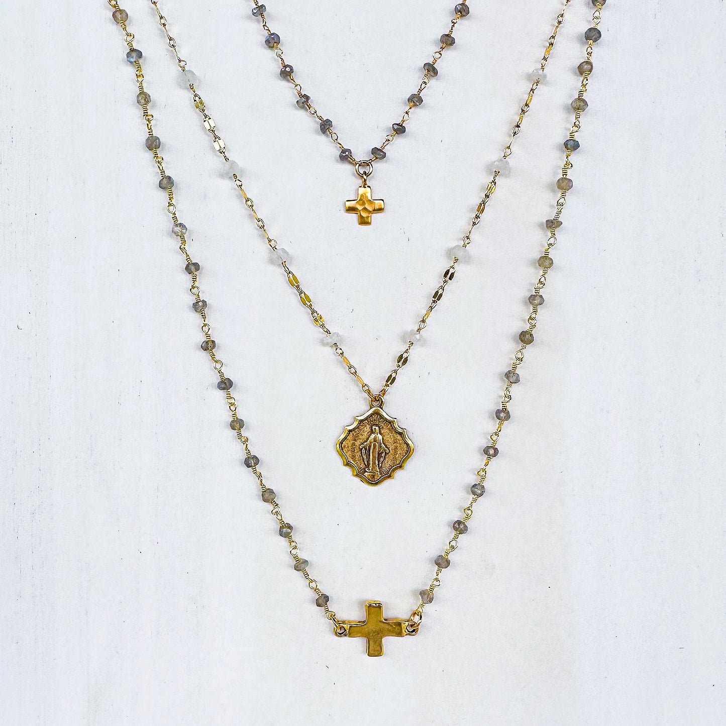 Labradorite Cross Link Necklace